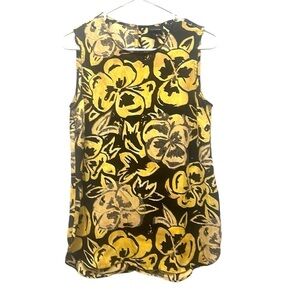 2/$30 Who What Wear - Black Yellow Floral Sleeveless Blouse – Size S